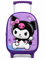 Girls Purple Trolley School Bag with Cute Cartoon Character – Nursery & Kindergarten Rolling Backpack
