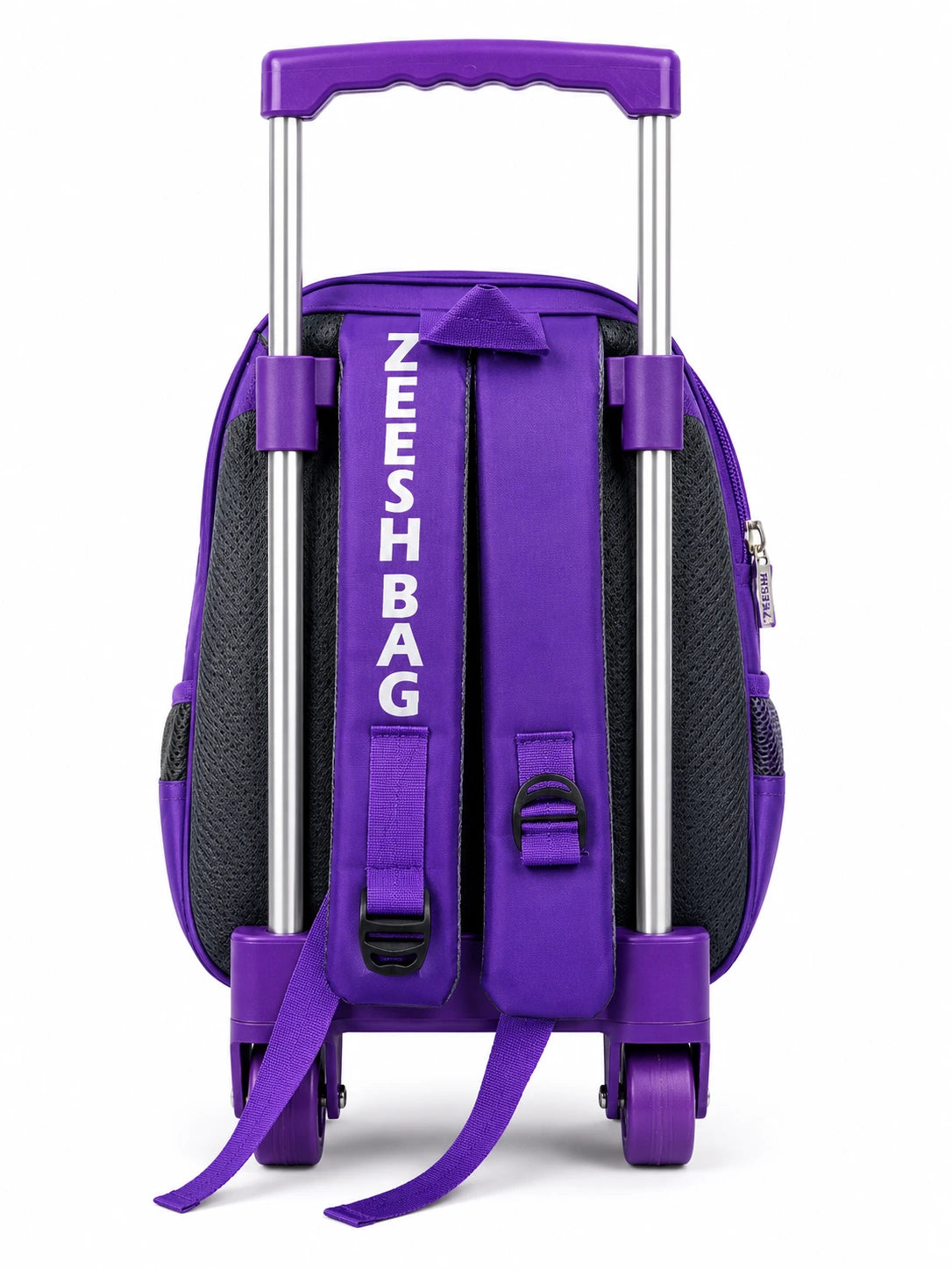 Girls Purple Trolley School Bag with Cute Cartoon Character – Nursery & Kindergarten Rolling Backpack