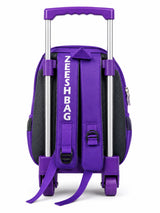 Girls Purple Trolley School Bag with Cute Cartoon Character – Nursery & Kindergarten Rolling Backpack